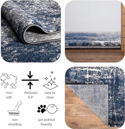 Keen Home Design Abstract Non-Shedding Runner Rug, Soft Thick Pile, 2x8 - color: Abstract Navy/Gray, size: 2'8" x 7'7" (Runner)