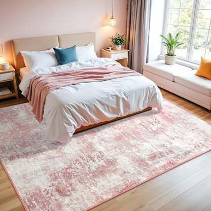 Macgace Washable Abstract Area Rug for Living Room, Modern 8x10 Rugs Pink - color: Blush Pink, size: 8' x 10' (Rectangular)