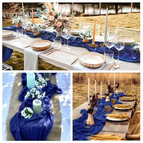 6 Pack Royal Blue Cheesecloth Table Runner 35 x 120 Inch - color: Royal Blue, size: 6 Pcs - 10 Ft