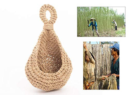 Small Jute Hanging Wall Basket, Handmade Planter for 3- Inch Plant Pots