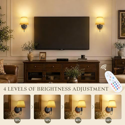 6000mAh Battery Operated Wall Sconces Set of 2, Black, 10.6 Inch - color: Black