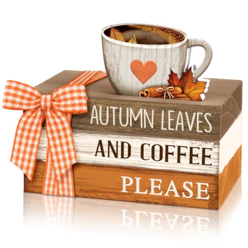4 Pcs Fall Tiered Tray Decor Mini Wooden Faux Book Stack Sign - style: Fall
