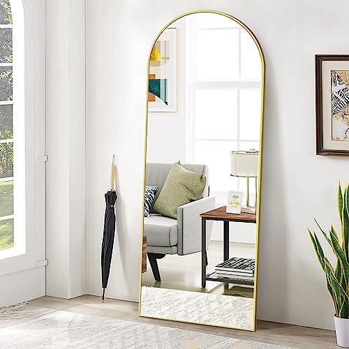 BEAUTYPEAK 65" x 24" Arch Floor Length Mirror with Stand, Gold - color: Gold, size: 65"L x 24"W