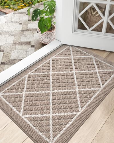 DEXI Front Door Mat Indoor Entryway 24x36 Inside Entrance Doormat Beige - color: Rhombic Beige, size: 24" X 36" (Rectangular)