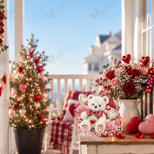 Yunzlly Stand Up Diamond Art Painting Kit, Desktop Gem Painting Ornament Kit for Adults, Tabletop Acrylic Diamond Board Painting (Bear) - color: Bear