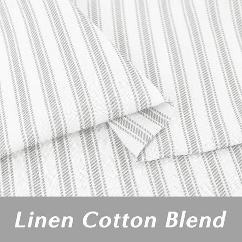 Lino Rosa Small Window Curtains 24 x 18 Inch Length,Sheer Semi Pleated Grey and White Curtains for Kitchen Bathroom Windows - color: Grey, size: 24"W x 18"L (Pack of 2)
