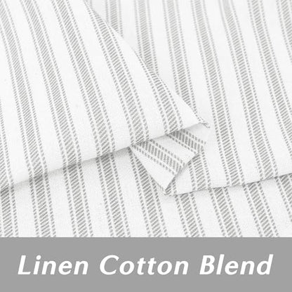 Lino Rosa Small Window Curtains 24 x 18 Inch Length,Sheer Semi Pleated Grey and White Curtains for Kitchen Bathroom Windows - color: Grey, size: 24"W x 18"L (Pack of 2)
