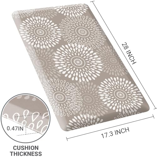Kitchen Mat Water-Resistant Kitchen Rugs Cushioned Anti-Fatigue Floor Mat - color: Khaki, size: 28"L x 17.3"W x 0.5"Th