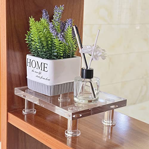 Acrylic Pedestal Tray Stand Riser for Bathroom Kitchen countertop, Clear Display Base Home Decor