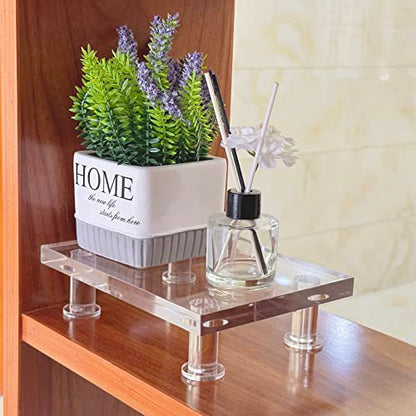 Acrylic Pedestal Tray Stand Riser for Bathroom Kitchen countertop, Clear Display Base Home Decor