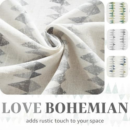 jinchan Grey Linen Kitchen Tier Curtains 24 Inch Modern Boho 2 Panels - color: Tribal | Grey on Linen, size: 26"W x 24"L (Pack of 2)