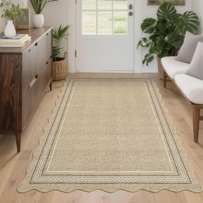 GarveeHome Washable Entryway Rug 4x6 Area Rugs Non Slip, Jute - color: Jute Color, size: 4' x 6' (Rectangular)