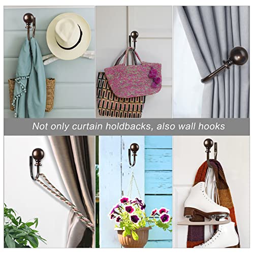 KAMANINA Curtain Holdbacks 2 Pack Wall Mounted with Bronze Round Finials - color: Antique Bronze