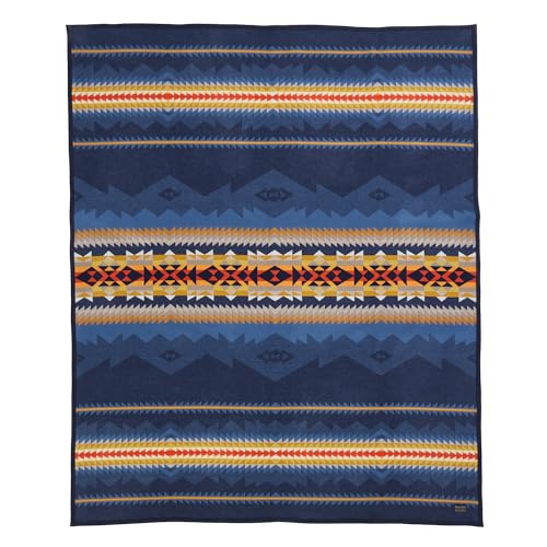 Pendleton Jacquard Unnapped Twin Blanket, 64 x 80 in, Heirloom Virgin Wool - color: Cascadia, size: Twin (64" x 80")