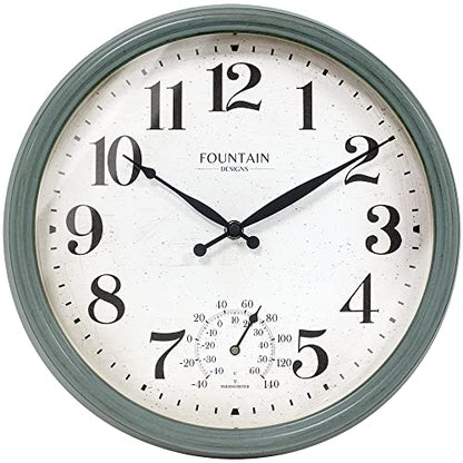 13" Outdoor Clock Thermometer Combo, Aged Teal Finish - color: Aged Teal, size: 13 inch