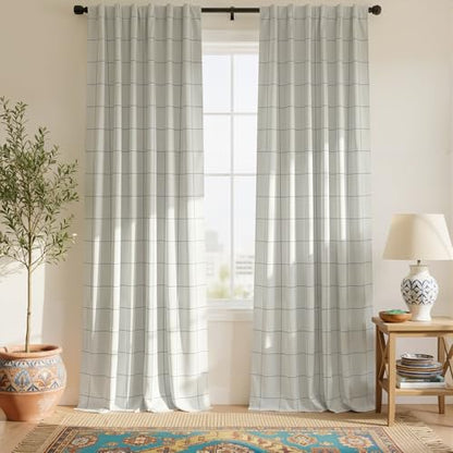 NICETOWN 100% Blackout Grey Plaid Curtains for Bedroom, W52xL84, 2 Panels - color: Grey, size: 52"W x 84"L (Pack of 2)