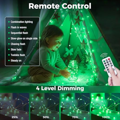 btfarm Fairy Lights Plug in with Remote, 33FT 100 LED Twinkle Lights - color: Green, size: 1 Pack-33FT