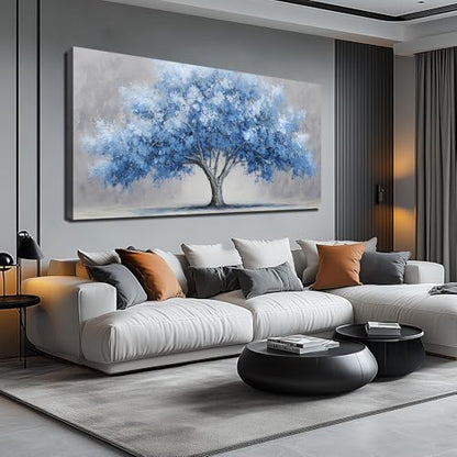 Large Canvas Wall Art for Bedroom Tree of Life Prints for Living Room Blue Poster Wall Art for Office Size 29 x 58 Inch - size: 58"L x 29"W