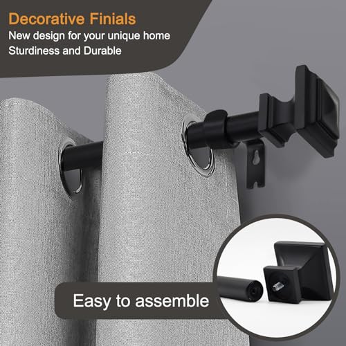 1 Pack Boho Rustic Adjustable Wood Curtain Rod 32-45 Inch, Black - color: Black, size: 32'' - 45'' (1 Pack)