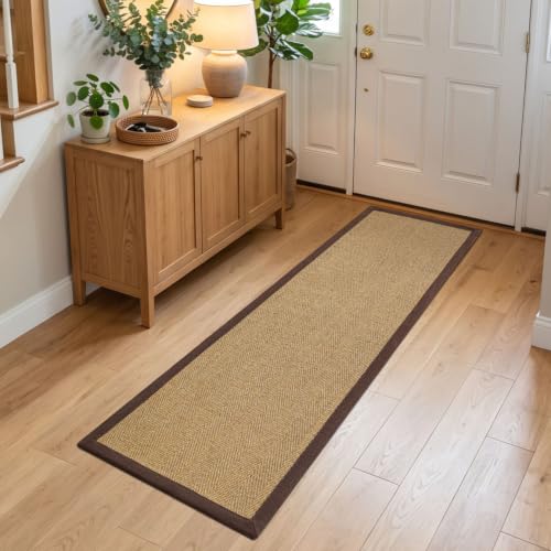 DEXI Jute Runner Rug 2x7, Rug Runners for Hallways, Natural/Brown - color: Natural/Brown, size: 2' x 7' (Runner)