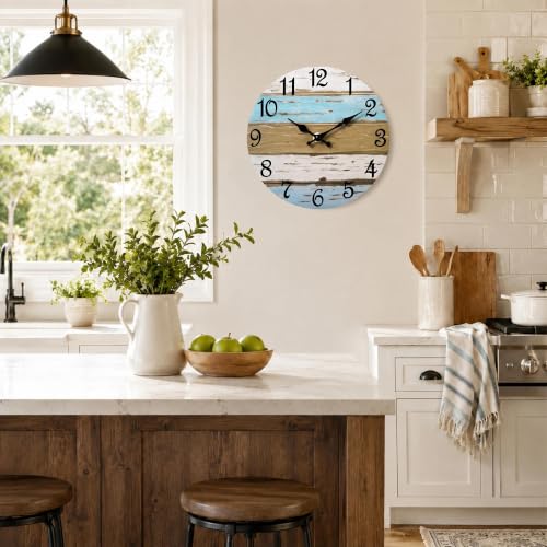 CHYLIN Wall Clock Silent Non-Ticking Battery Operated Rustic Wood Grain - color: C-rustic Wood Grain, size: 8 inch