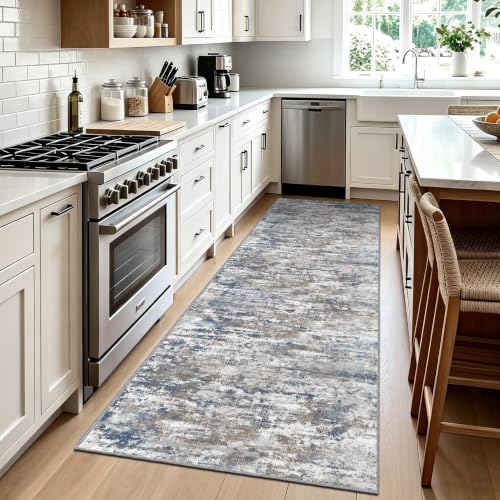 Hallway Runner Rug 3x8 Textured Non Slip Carpet Runner, Abstract Multi - color: Abstract-multi, size: 3' x 8' (Runner)