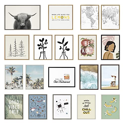 Kate and Laurel Sylvie Eucalyptus Botanical I Framed Canvas Wall Art by The Creative Bunch Studio; 18x40 Panel Gold; Decorative Plant Art - color: Gold