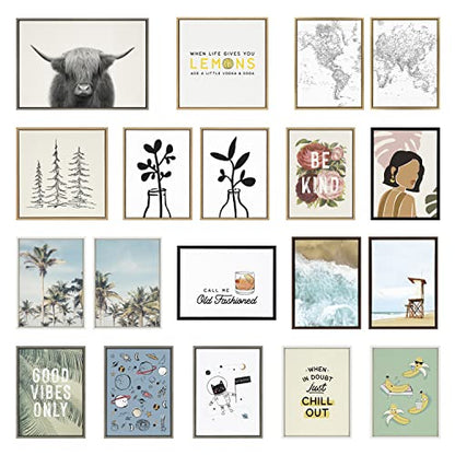 Kate and Laurel Sylvie Eucalyptus Botanical I Framed Canvas Wall Art by The Creative Bunch Studio; 18x40 Panel Gold; Decorative Plant Art - color: Gold