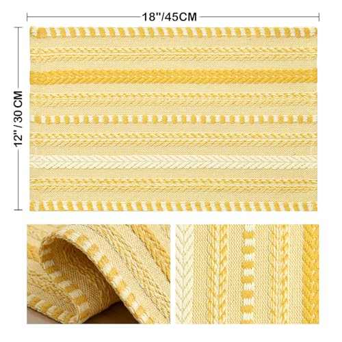 Artoid Mode Yellow Woven Braided Stripe Placemats Set of 4-12x18 Inch - color: Yellow, size: 12" x 18", 4 Pcs