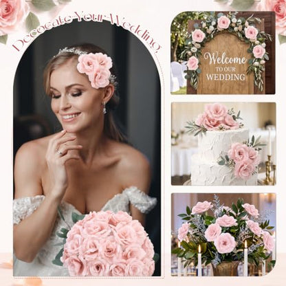 Yunlly 100 Pcs Artificial Flower for Wedding, Light Pink - color: Blush Pink