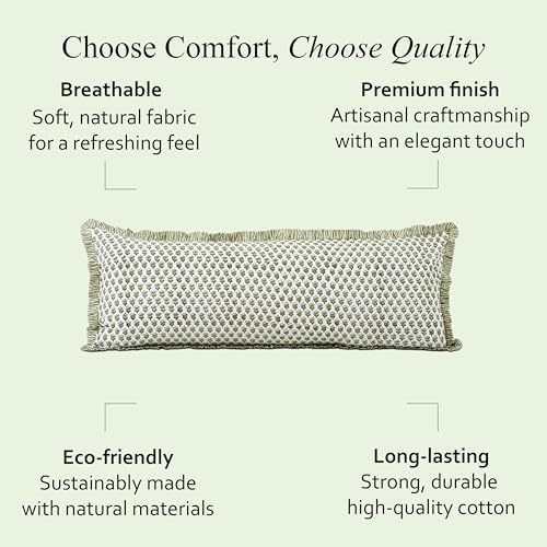CPC Emerald Green Block Print Ruffle Sham Pillow Cover 20x54 Inch Pack of 1 - color: Emerald Green, size: 54" x 20" (Pack of 1)