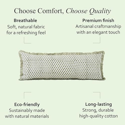 CPC Emerald Green Block Print Ruffle Sham Pillow Cover 20x54 Inch Pack of 1 - color: Emerald Green, size: 54" x 20" (Pack of 1)