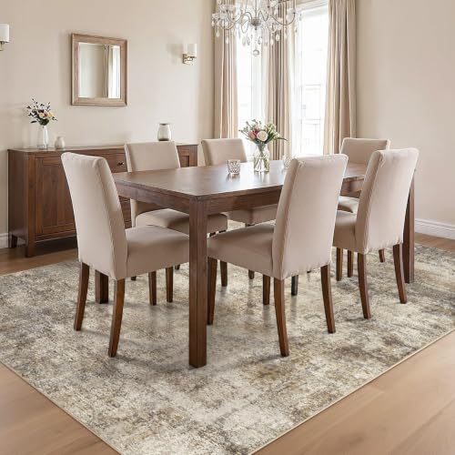 cotiled 5x7 Area Rugs Living Room: Washable Abstract Rug Brown - color: Brown, size: 5' x 7' (Rectangular)