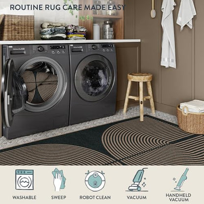 Lahome Rainbow Entryway Runner Rug, 2x6 Washable Easy Jute Kitchen Rugs - color: Dark Grey/Charcoal Black, size: 2' x 6' (Runner)