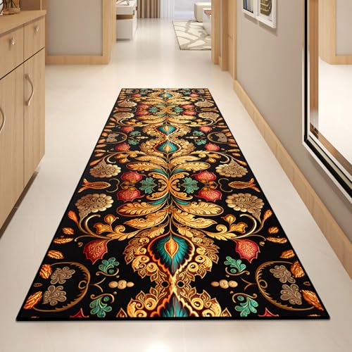 Washable Corridor Runner Rug for Bedroom Kitchen Laundry Corridor Balcony, Non-Slip Vintage Hallway Rug Runner with Upgrade Rubber Backing, Stain Resistant Faux Wool Distressed Carpet (71" x 23.6") - size: 1'11" x 5'11" (Runner)