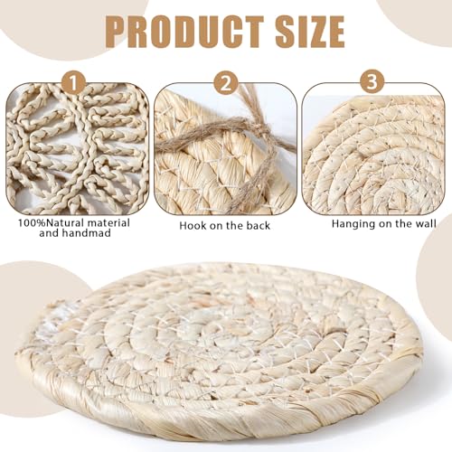 CroBlissful 7 Pcs Boho Wall Baskets Woven Seagrass Round, Vintage - style: Retro