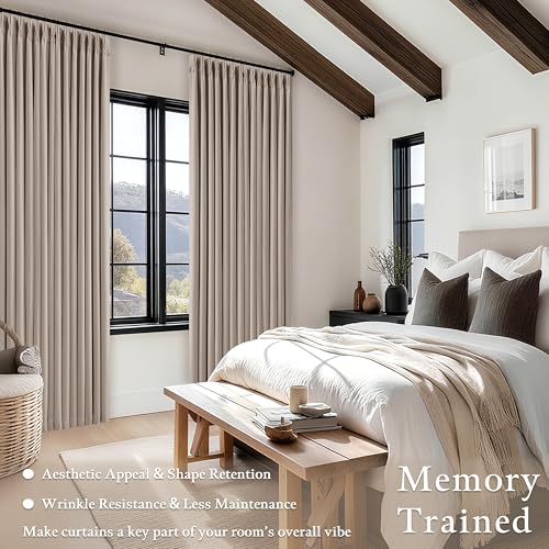 Pinch Pleated Blackout 105 Inch Bedroom Linen Curtains Burlywood Birch - color: Burlywood Birch, size: 40"W x 105"L (Pack of 2)