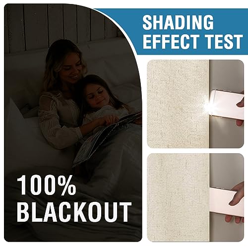 H.VERSAILTEX Faux Linen 100% Blackout Curtains for Bedroom 63 inches Long Thermal Insulated Textured Linen Look Curtain Back Tab/Rod Pocket/Hook Belt Draperies 2 Panels, 52 x 63 Inch，Bleached Sand - color: Bleached Sand, size: 52"W x 63"L (Pack of 2)