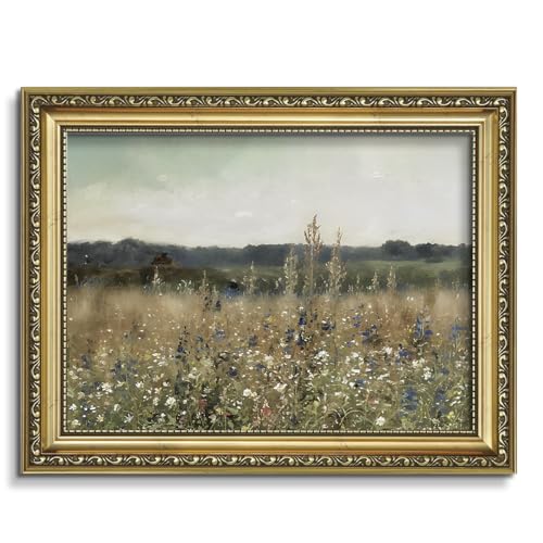 AIMAILON Framed Floral And Wildflower Patterns, Retro Rural Style 8x10 - color: Green Botanical Aesthetic, size: 10"L x 8"W
