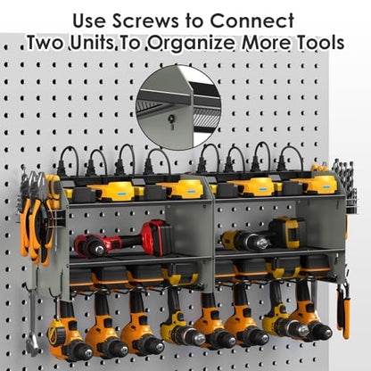 CCCEI Wall Mount Modular Tool Charging Organizer, Grey, 1 Pack, 3 Tier. - color: Grey