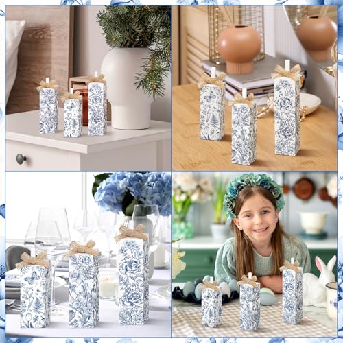MiniInflat Chinoiserie 3 Pcs Table Decor, Wooden Block Sign Tiered Tray - style: Chinoiserie