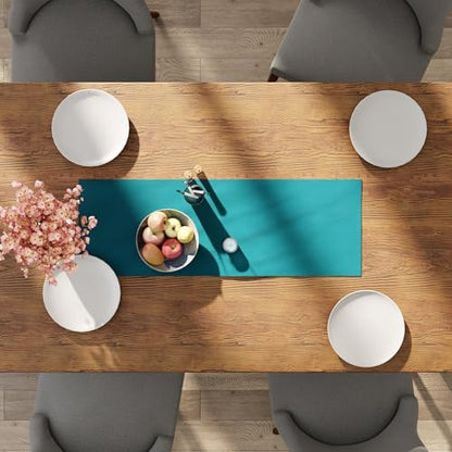 Encasa XO Table Runner, Cotton Canvas Dining Runner 13"x36" - color: Azul Blue, size: 13x36 in