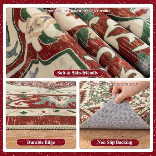 U'Artlines 2' x 6' Christmas Hallway Runner Rug, Non Slip Accent Rug, Red - color: Christmas Red, size: 2' x 6' (Runner)