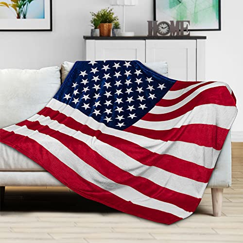 PAVILIA US Flag Patriotic Fleece Throw Blanket, American Home Gift, 50x60 - color: American Flag, size: 50 x 60 Inches - Throw