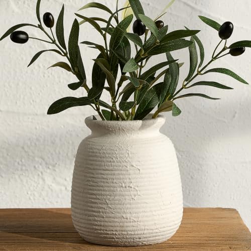 Ceramic Flower Vase, Small Rustic Farmhouse Vases Home Decor, Short Pottery Decorative Pampas Vase for Table Living Room Entryway Mantel Bookshelf Bedroom Bathroom Kitchen - 6" W - color: 6" - W