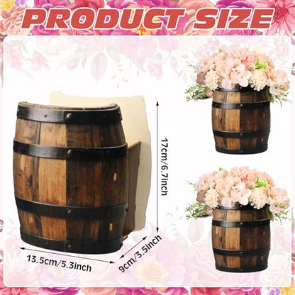 Cinnvoice 6 Pcs Wine Barrel Wooden Centerpieces 6" x 5" Wine Barrel Vases - style: Wood Barrel