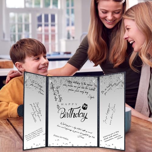 Crenics Black and White Birthday Guest Signature Book Alternative 18" x 12" - color: Black
