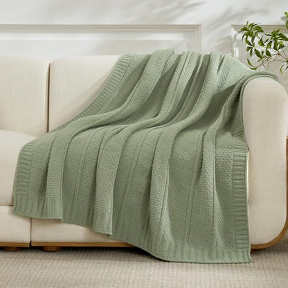 Amélie Home Chenille Knit Throw Blanket, Sage Green 50"x60" - color: Sage Green, size: 50" X 60"