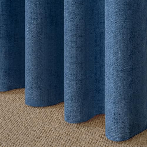 YoungsTex Blue Linen Semi Sheer Curtains 42 X 45 Inch Length - color: Navy, size: 42"W x 45"L (Pack of 2)