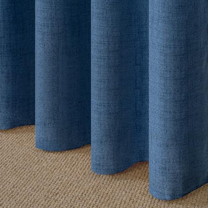 YoungsTex Blue Linen Semi Sheer Curtains 42 X 45 Inch Length - color: Navy, size: 42"W x 45"L (Pack of 2)